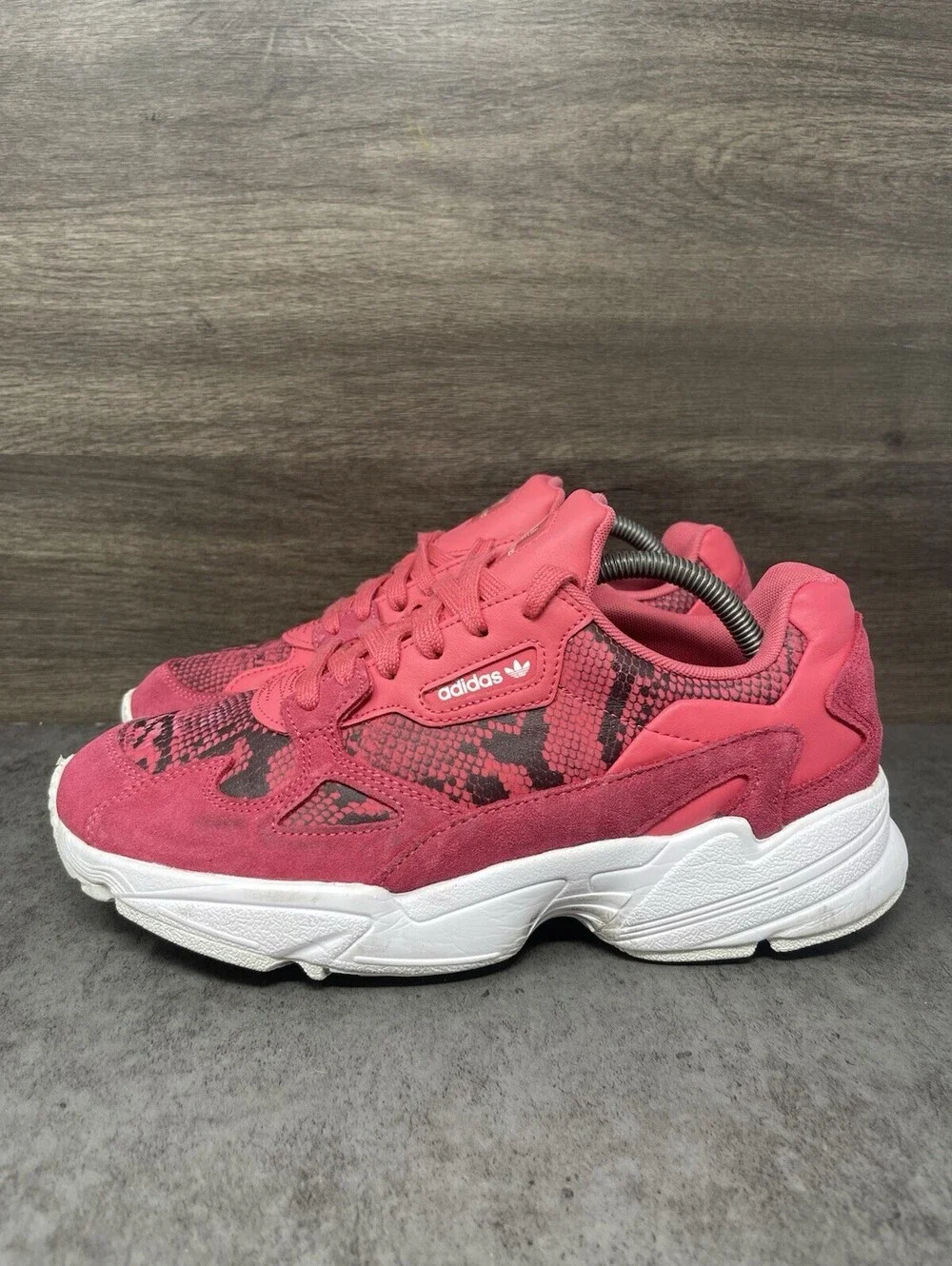 adidas Falcon Snakeskin Pink Black Size 9 Womens Chunky Sneakers FV4481